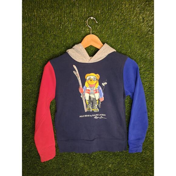 Polo Ralph Lauren Other - Polo Ralph Lauren Polo Bear Colorblock Hoodie Boys Size S (8) Ski Bear Navy Red